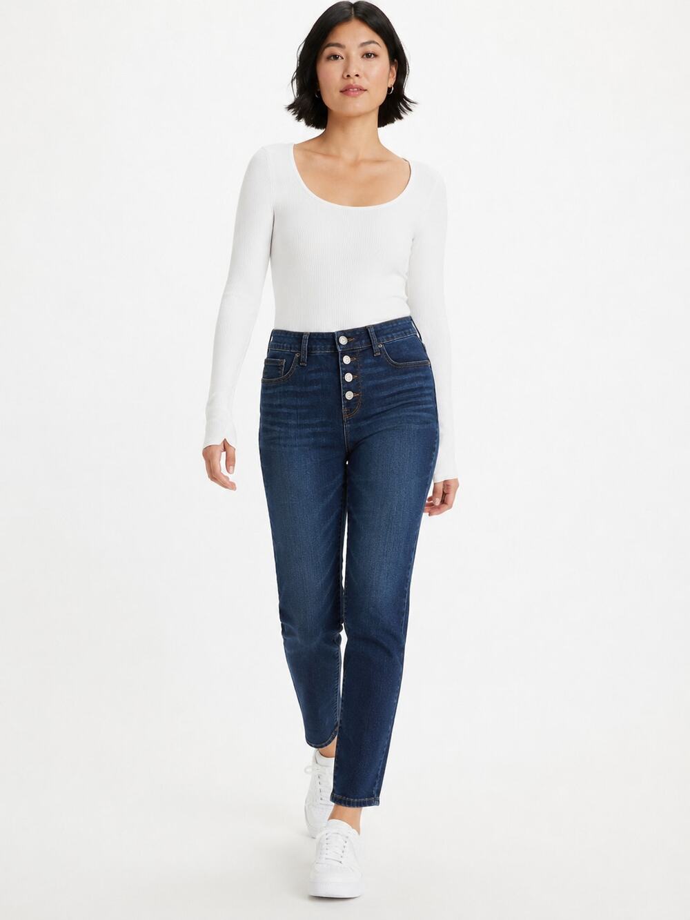 LR4403 Maurices Button Fly Skinny Jeans Womens 2 Regular Dark Wash Stretch Denim